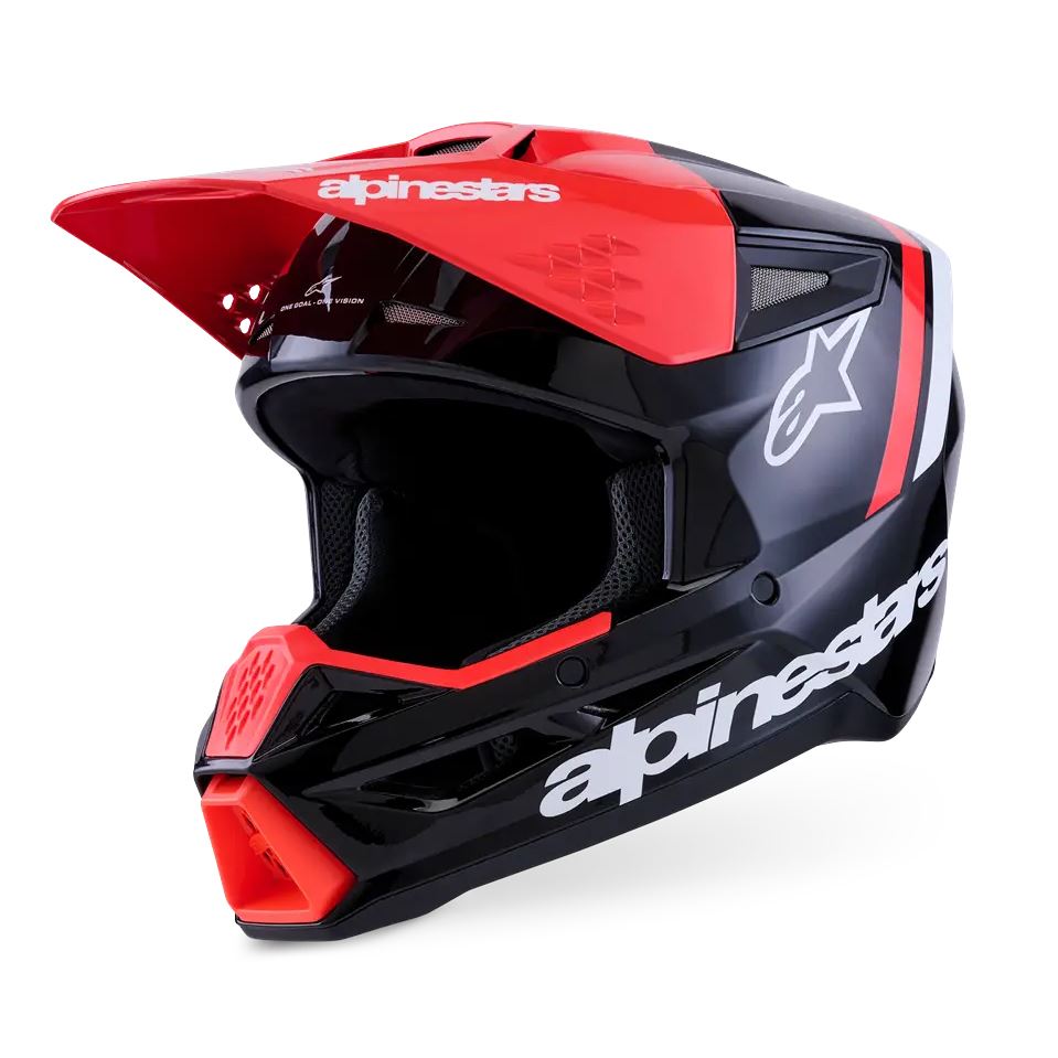 Alpinestars 2026 SM3 Radium Motocross Helmet Black Red Flo White
